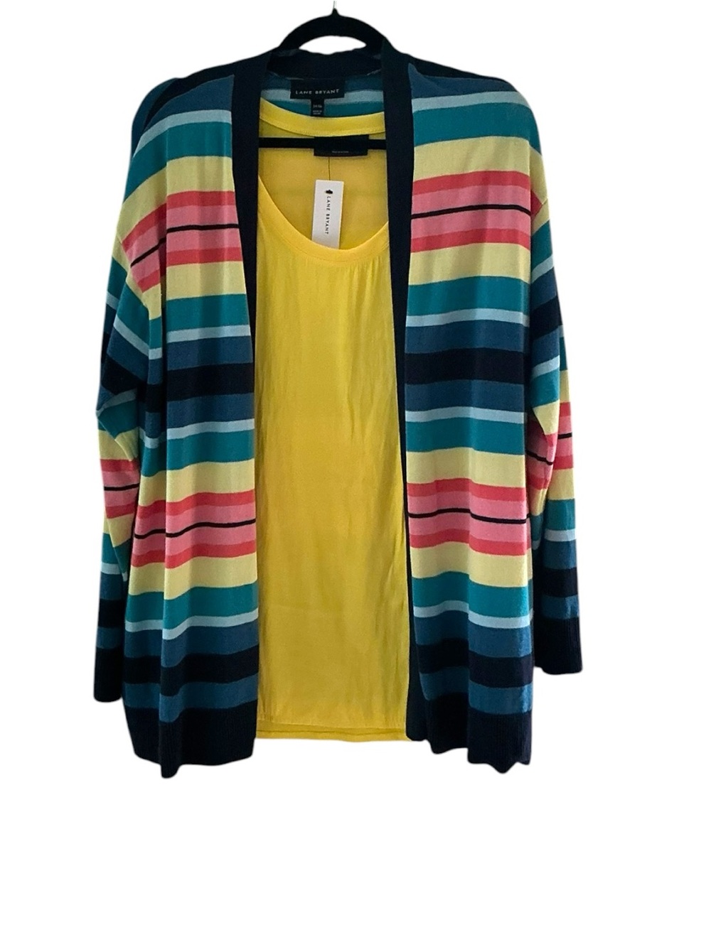 Lane Bryant Striped Cardigan & Yellow Tank Set Size 14/16 NWT